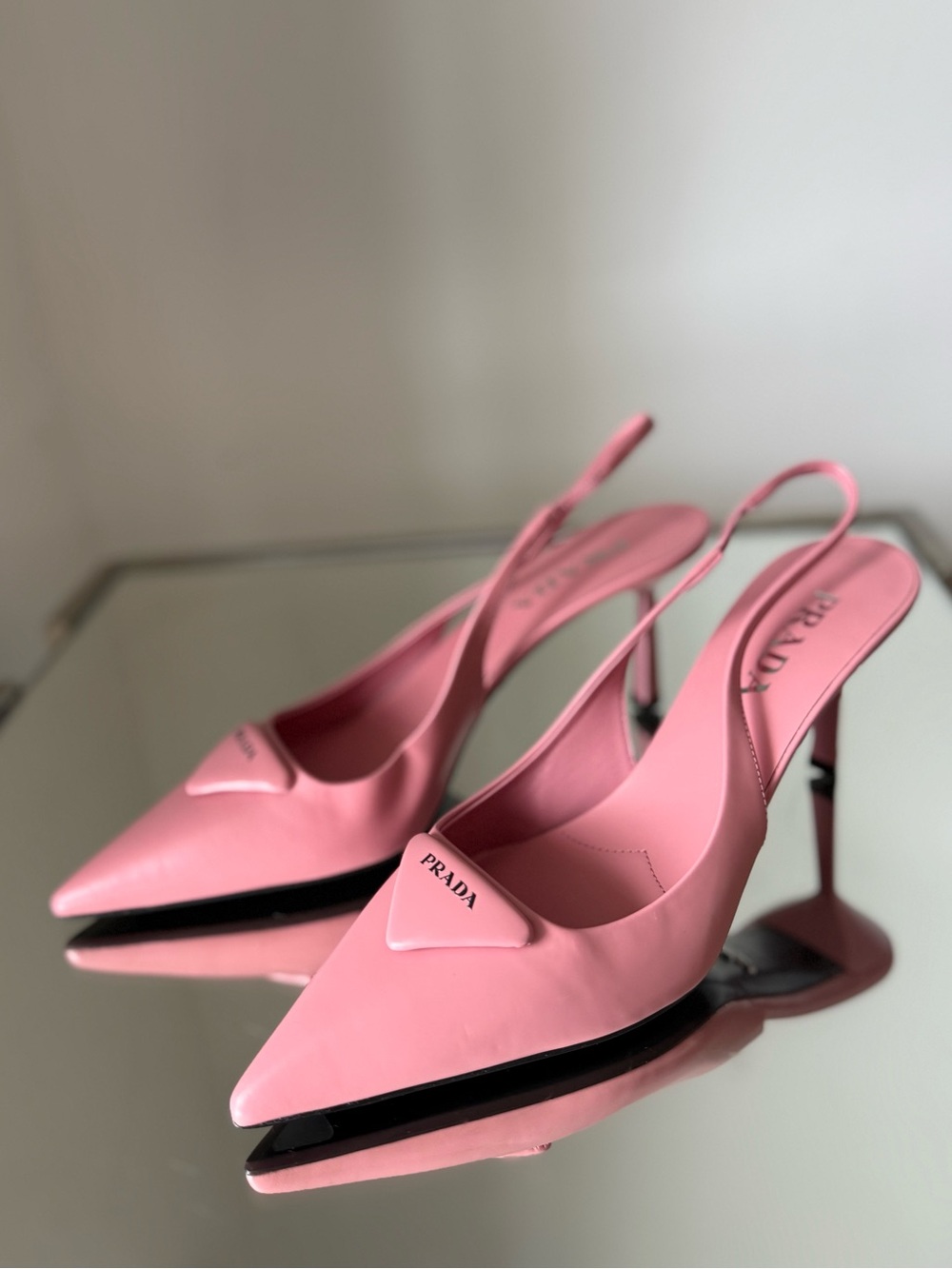 Prada 75mm brushed leather slingback pumps $1,270 39 - Picture 6 of 13